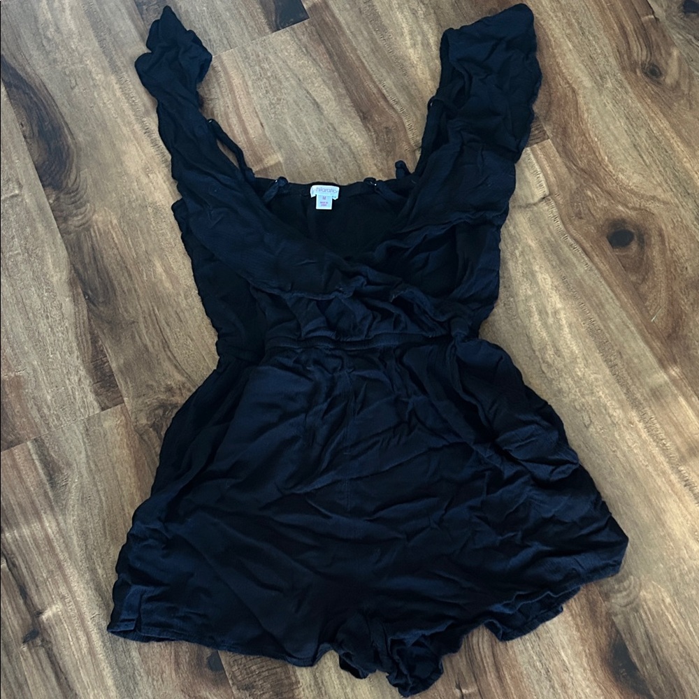 Xhilaration Black Ruffled Jumpsuit-Romper
